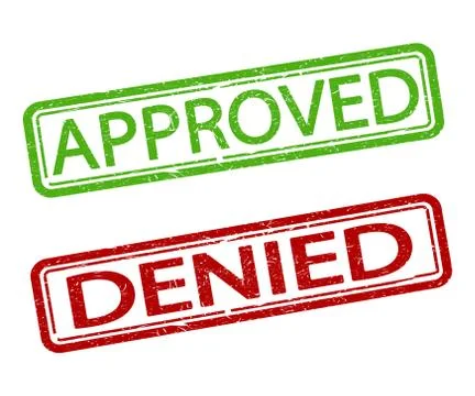 Vector rubber stamps approved and denied. Isolated. Textured. Stock Illustration