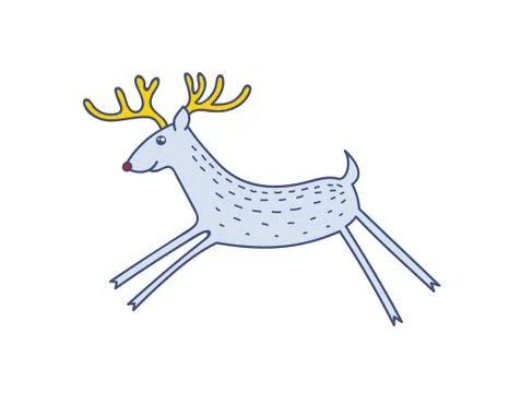 Vector Rudolph the Red Nose Deer Running Stock Illustration