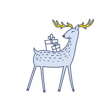 Vector Rudolph the Red Nose Deer Bringing Gifts Stock Illustration