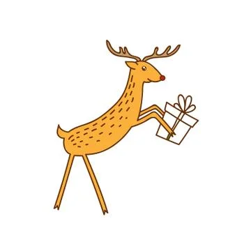 Vector Rudolph the Red Nose Deer Handling Gifts Stock Illustration