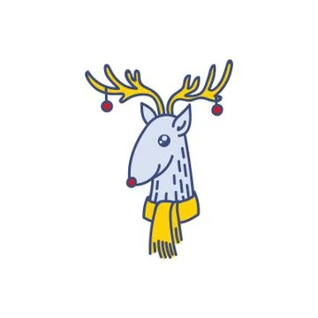 Vector Rudolph the Red Nose Deer Portrait Stock Illustration