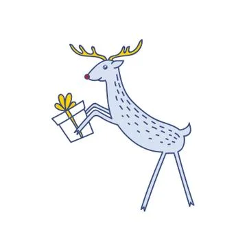 Vector Rudolph the Red Nose Deer Handling Gifts Stock Illustration