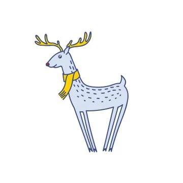 Vector Rudolph the Red Nose Deer Wearing Scarf Stock Illustration