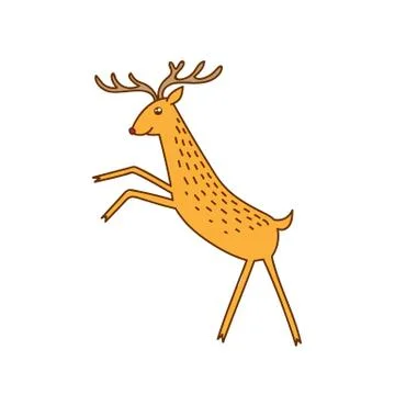 Vector Rudolph the Red Nose Deer Rearing Stock Illustration