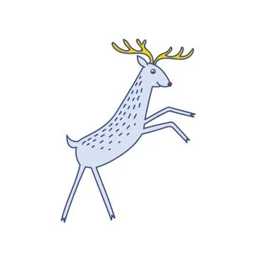 Vector Rudolph the Red Nose Deer Rearing Stock Illustration