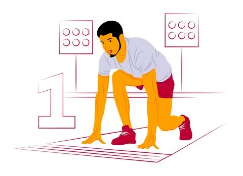 Vector runner in shadow of sharp lines style Stock Illustration