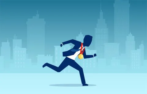 Vector of a running businessman with a first place gold medal reward Stock Illustration