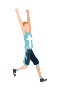 Vector running man in flat design style. Sport. Run. Active fitness Stock Illustration