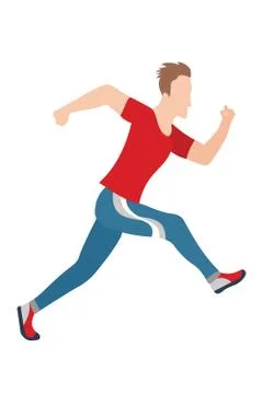 Vector running man in flat design style. Sport. Run. Active fitness Stock Illustration