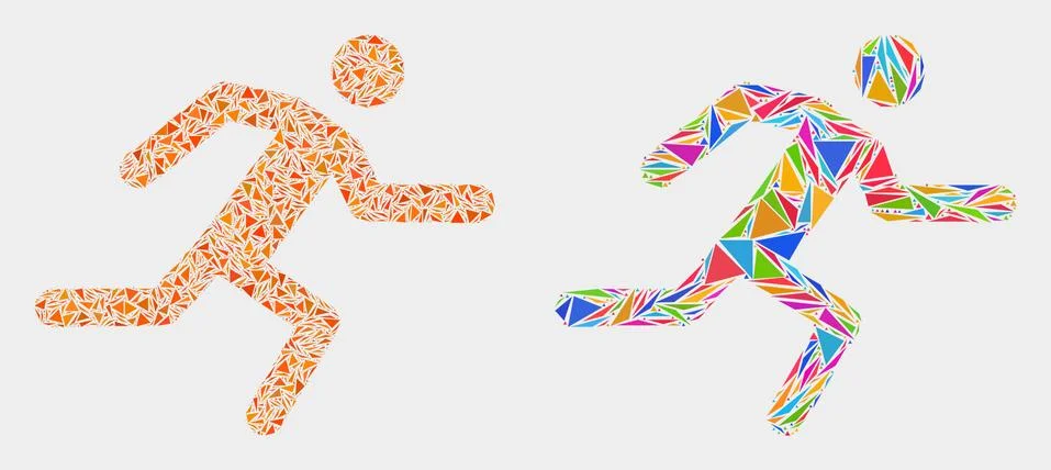 Vector Running Man Mosaic Icon of Triangle Elements Stock Illustration