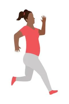 Vector running women in flat design style. Sport. Run. Active fitness Illustrazione stock
