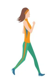 Vector running women in flat design style. Sport. Run. Active fitness Stock Illustration