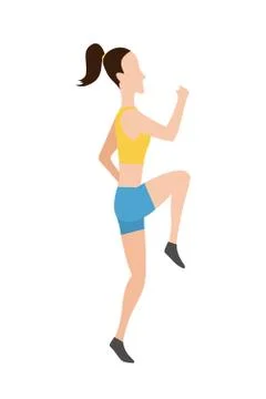 Vector running women in flat design style. Sport. Run. Active fitness Stock Illustration