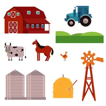 Vector rural ranch design elements set イラスト素材