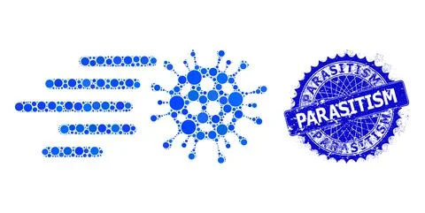 Vector Rush Virus Mosaic of Small Circles and Grunge Parasitism Badge Stock-Illustration