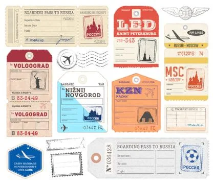 Vector Russian Luggage Tags Stock Illustration