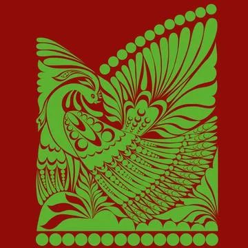 Vector russian ornament. folklore ornament withe bird Stock-Illustration