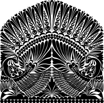 Vector russian ornament withe bird Stock Illustration