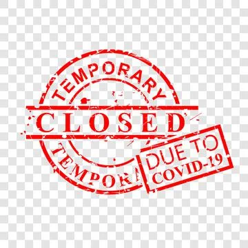 Vector Rust and Weathered Red Rubber Stamp, Temporary Closed Due To Coronavir Stock Illustration