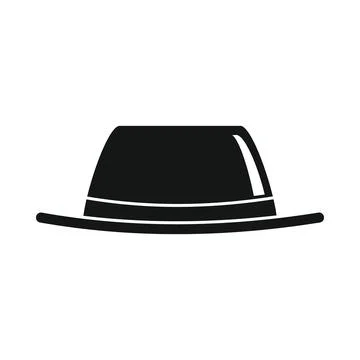 Vector rustic hat black simple icon isolated on white Stock Illustration