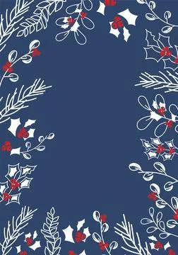 Vector. Rustic vertical frame template for Christmas card copy space for text. イラスト素材