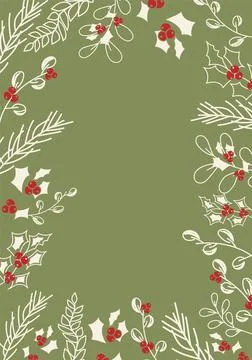 Vector. Rustic vertical frame template for Christmas card copy space for text. イラスト素材