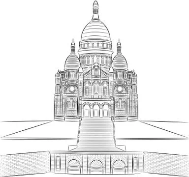 Vector. Sacre Coeur. Stock Illustration