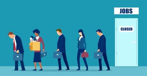 Vector of a sad group of people fired from job Stock Illustration