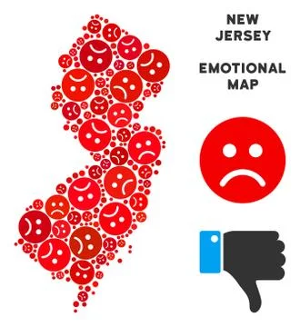 Vector Sadness New Jersey State Map Composition of Sad Emojis 스톡 일러스트