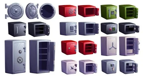 Vector safe box close door, deposit steel vault Illustrazione stock