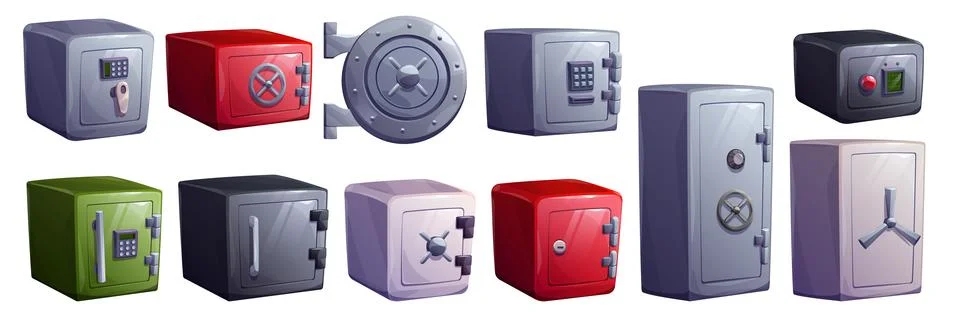 Vector safe box close door, deposit steel vault 스톡 일러스트