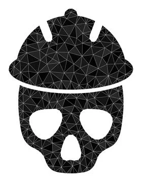 Vector Safety Helmet Skull Polygonal Icon Stock Illustration