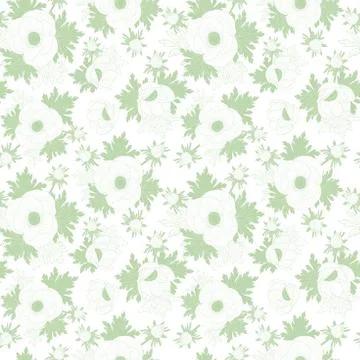 Vector sage color anemone texture . Floral vector repeat seamless texture Stock Illustration