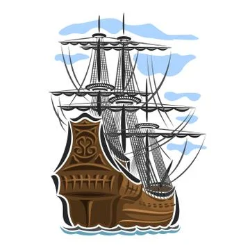 Vector Sailing Ship Stock Illustration