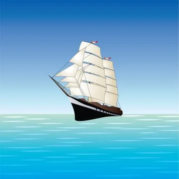 Vector sailing ship illustration Stock Illustration