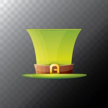 Vector saint patricks day green glossy hat clover isolated on transparent Stock Illustration
