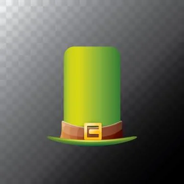 Vector saint patricks day green glossy hat clover isolated on transparent Illustrazione stock
