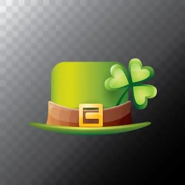 Vector saint patricks day green glossy hat clover isolated on transparent イラスト素材
