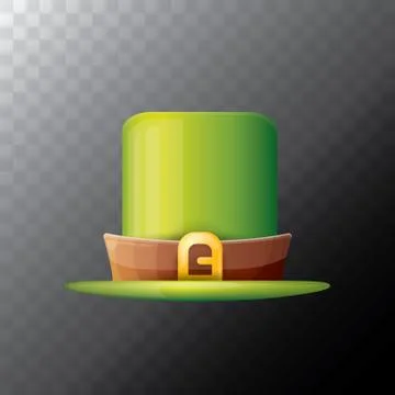 Vector saint patricks day green glossy hat clover isolated on transparent 库存插图
