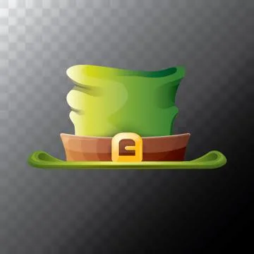 Vector saint patricks day green glossy hat clover isolated on transparent 库存插图