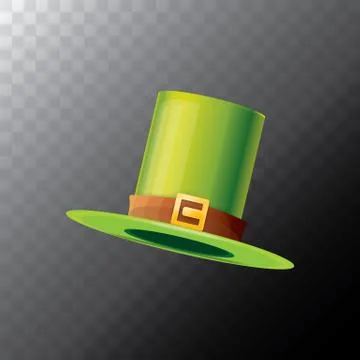 Vector saint patricks day green glossy hat clover isolated on transparent Stock Illustration