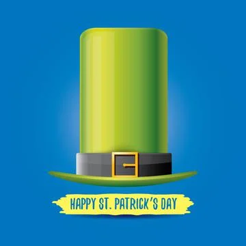 Vector saint patricks day green glossy hat clover isolated on blue background 스톡 일러스트