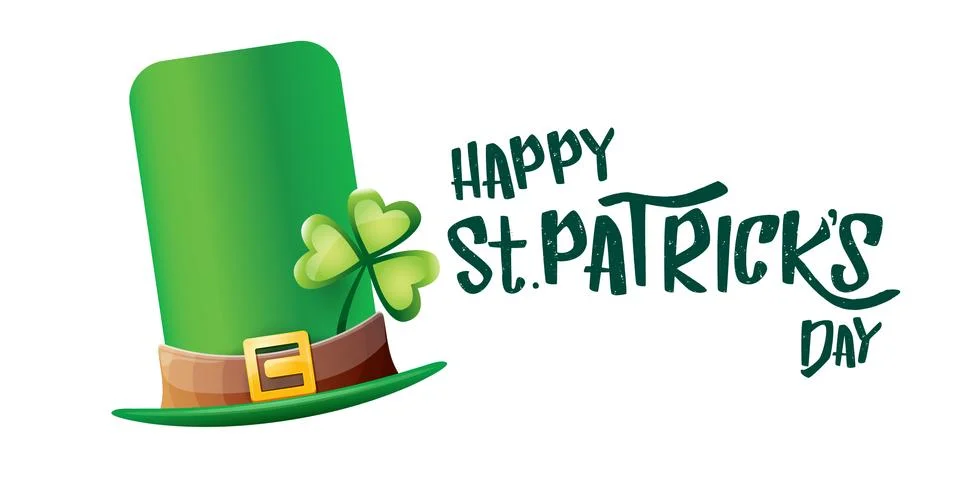 Vector saint patricks day horizontal banner with greeting text and green funky Stock Illustration