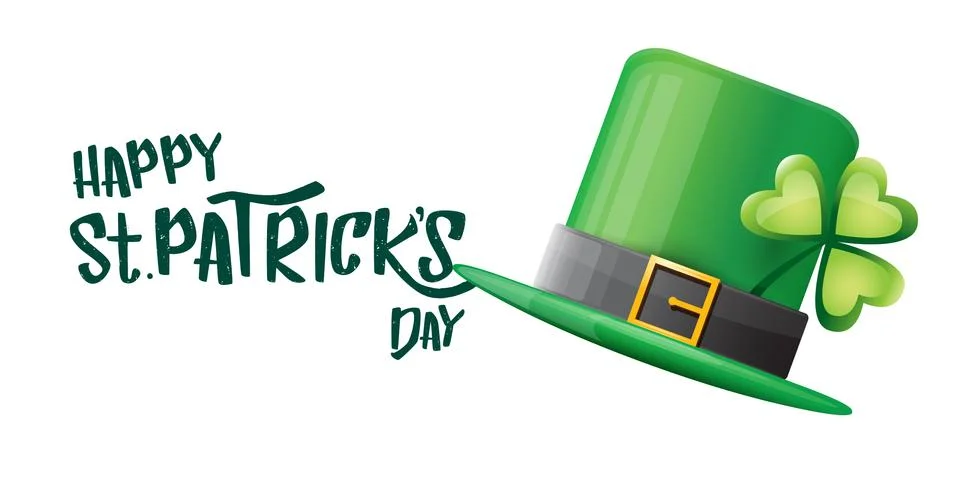 Vector saint patricks day horizontal banner with greeting text and green funky Illustrazione stock