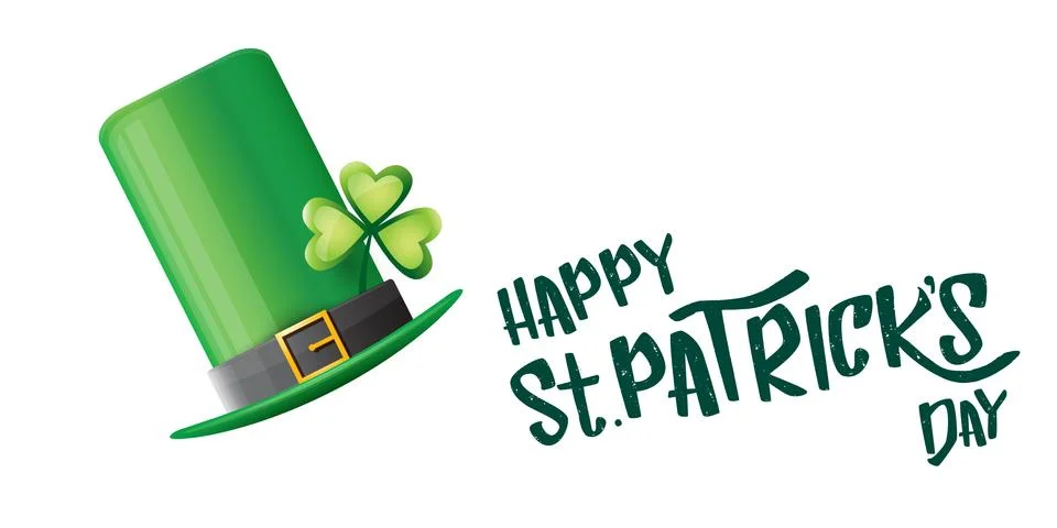 Vector saint patricks day horizontal banner with greeting text and green funky Illustrazione stock