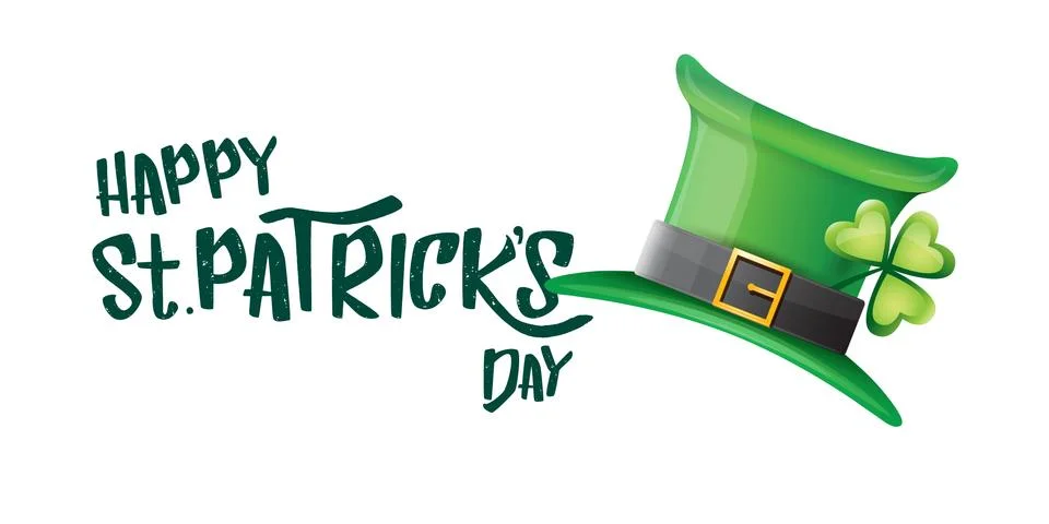 Vector saint patricks day horizontal banner with greeting text and green funky Illustrazione stock