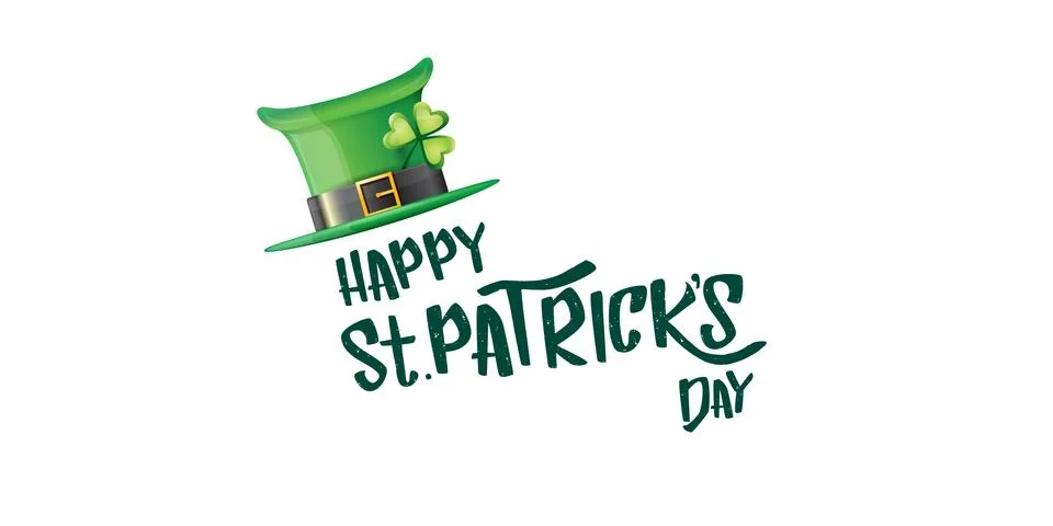 Vector saint patricks day horizontal banner with greeting text and green funky Illustrazione stock