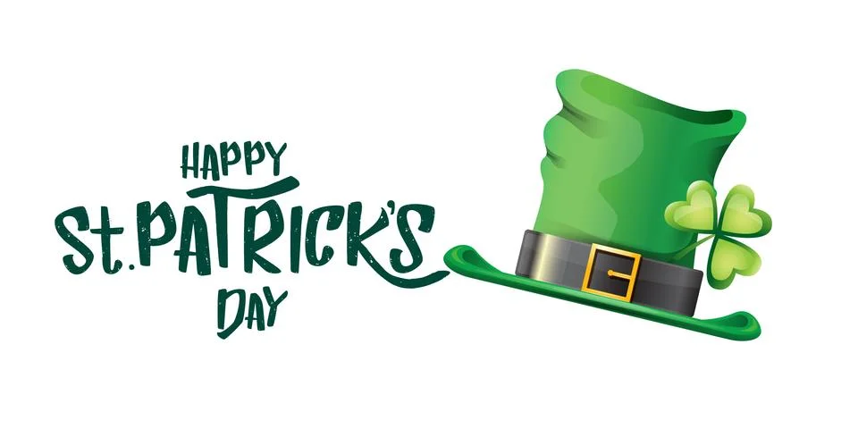 Vector saint patricks day horizontal banner with greeting text and green funky Stock Illustration