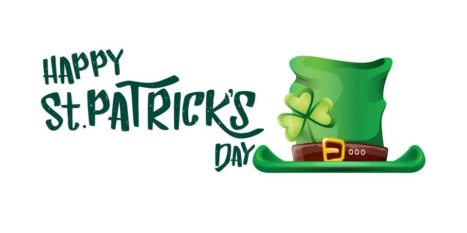 Vector saint patricks day horizontal banner with greeting text and green funky Illustrazione stock