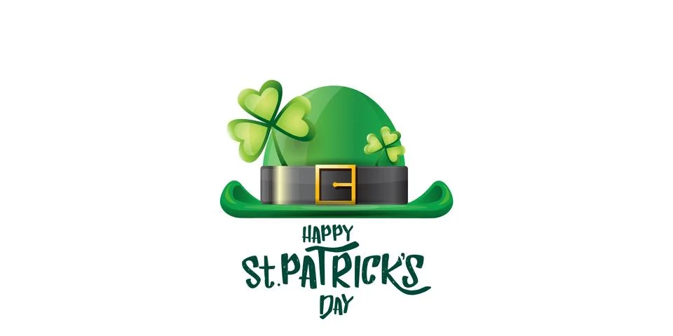 Vector saint patricks day horizontal banner with greeting text and green funky Illustrazione stock